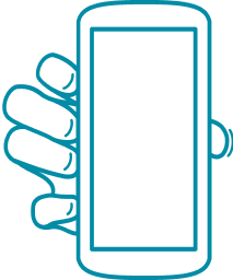 Illustration of a hand holding a phone.